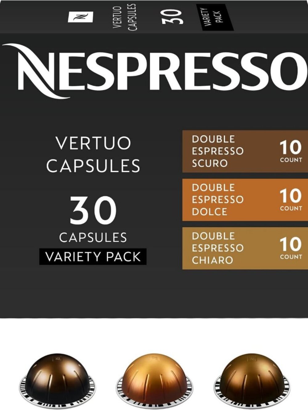 Double Espresso Variety Pack - 30-Count Mixed Roast Coffee Pods for Nespresso